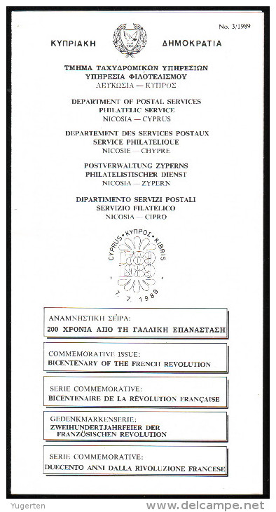 CHYPRE CYPRUS 1988 Notice Folder Ordner Prospectus French Revolution Française - Französischen Scans - French Revolution