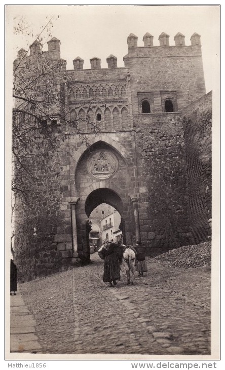 Grande Foto Original Enero 1924 TOLEDO (Tolède) - Puerta Del Sol, Culo, Mula (âne, Mulet) (A54) - Toledo