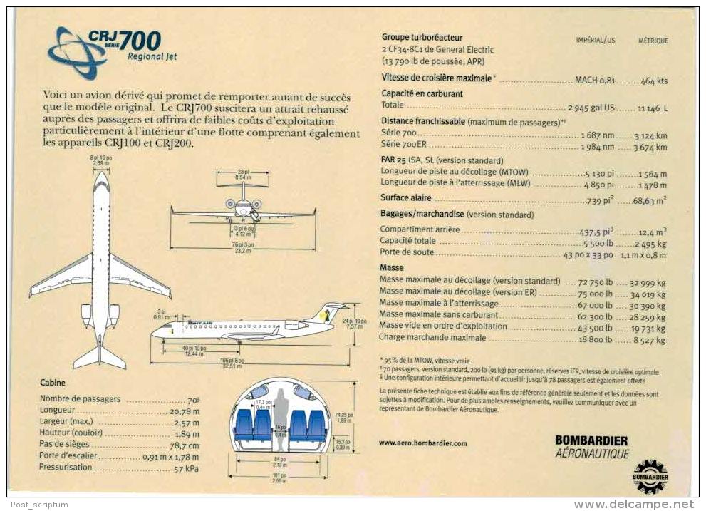 Thème - Avion -  Brit Air - Regional Jet De Bombardier CRJ 700 - Carte Grand Format - 1946-....: Moderne