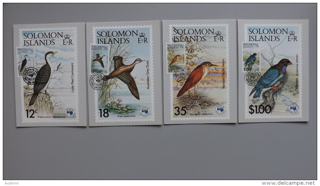 Solomoninseln 540/3 Maximumkarte MK/MC, ESST, Int. Vögel, Briefmarkenausstellung AUSIPEX ’84, Melbourne - Salomon (Iles 1978-...)