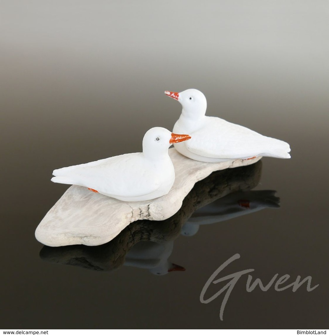 Ancienne Figurine Allemande Couple Oiseau Colombe Miniature Biscuit Flotteur Aquarium - Dieren