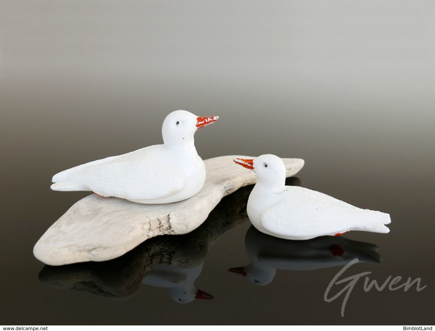 Ancienne Figurine Allemande Couple Oiseau Colombe Miniature Biscuit Flotteur Aquarium - Animals