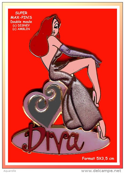 SUPER MAX PIN´S PIN'UPS-DISNEY : Très Belle "JESSICA" DIVA De DISNEY Email Double Moule Signé (c)Disney-amblin" - Pin-ups