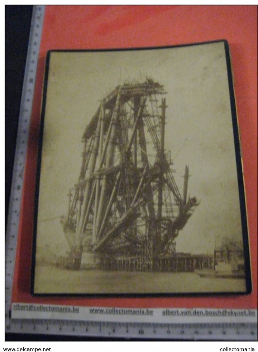 1889 :  2 Real Photo Cabinet Albumen - During Building The  FORTH  Giant Bridge, Viaduct - United Kingdom - Scotland - Trains