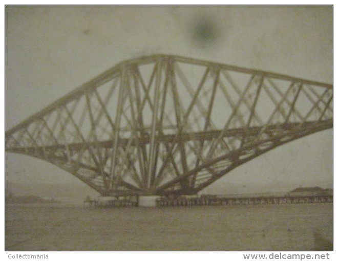 1889 :  2 Real photo Cabinet Albumen - during building the  FORTH  giant bridge, Viaduct - United Kingdom - Scotland