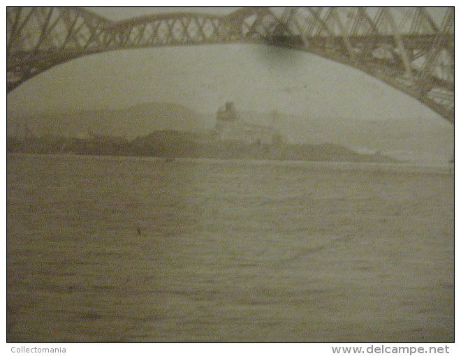 1889 :  2 Real photo Cabinet Albumen - during building the  FORTH  giant bridge, Viaduct - United Kingdom - Scotland