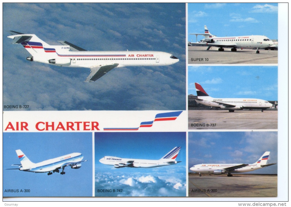 Air Charter Multivues Boeing B 727 B 737 B 747 Super 10 Airbus A 300 (air France Et Inter) N°486B PI - 1946-....: Moderne