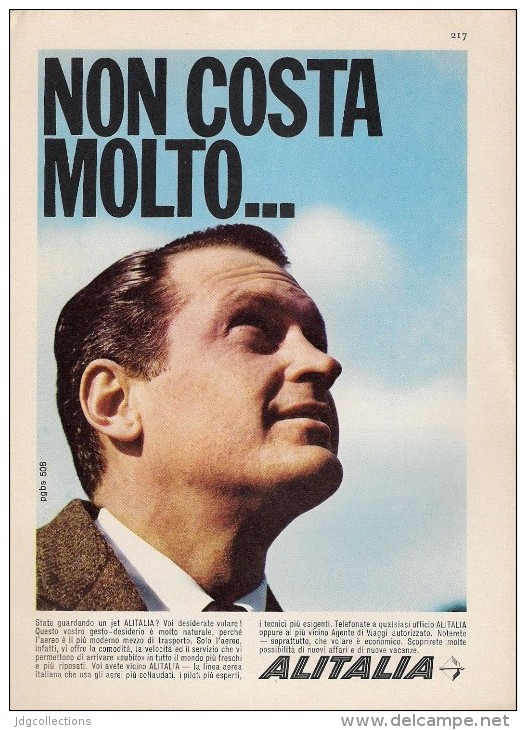 # ALITALIA 1950s Italy Advert Pub Pubblicità Reklame Airlines Airways Aviation Airplane Aereo Avion - Werbung