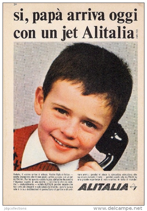 # ALITALIA 1950s Italy Advert Pub Pubblicità Reklame Airlines Airways Aviation Airplane Aereo Avion - Pubblicità