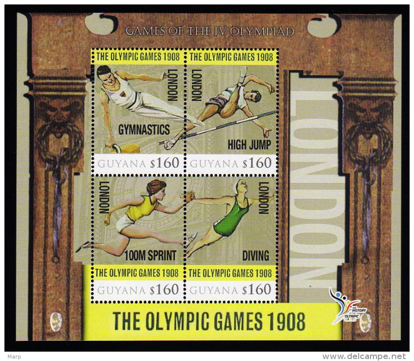 Guyana S/Sheet Mnh History Olympic Games London 1908 With Sprint/Diving And Others - Other & Unclassified