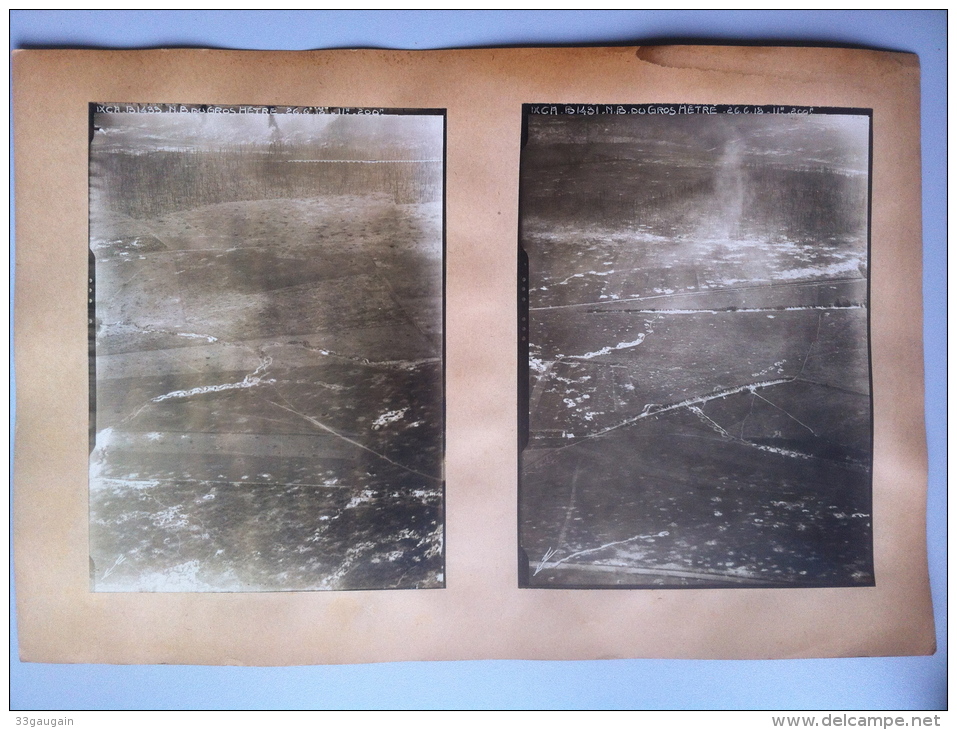 Seconde Bataille De La Somme : 4 Vues Aériennes Du Bois Du Gros Hêtre Et De La Tranchée Du Tank Les 5 Et 26 Juin 1918. - 1914-18