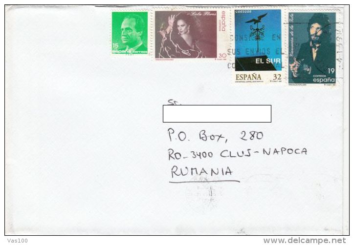 LOLA FLORES, WIND COMPASS, CAMARON DE LA ISLA, KING JUAN CARLOS, STAMPS ON COVER, 1999, SPAIN - Briefe U. Dokumente