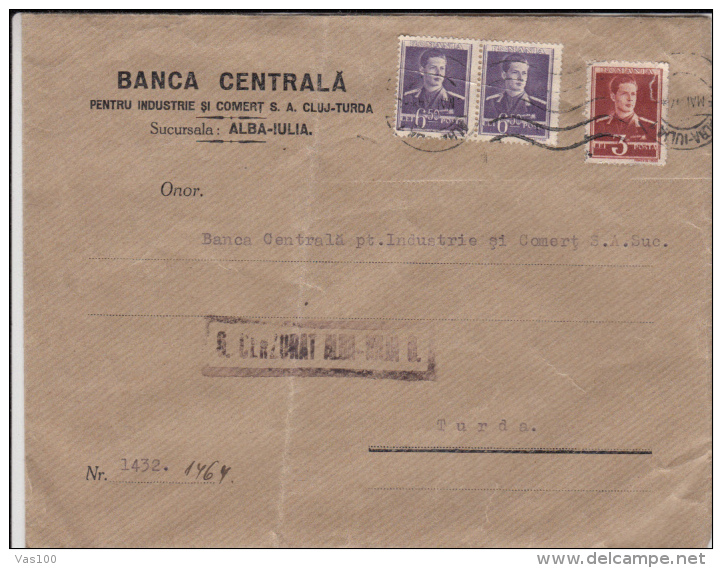 KING MICHAEL, CENSORED ALBA IULIA NR 6, STAMPS ON COVER, 1947, ROMANIA - 2de Wereldoorlog (Brieven)