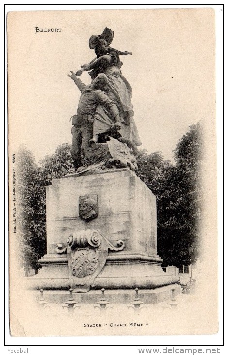 CP, 90, BELFORT, Statue "Quand Meme", Vierge - Belfort – Siège De Belfort