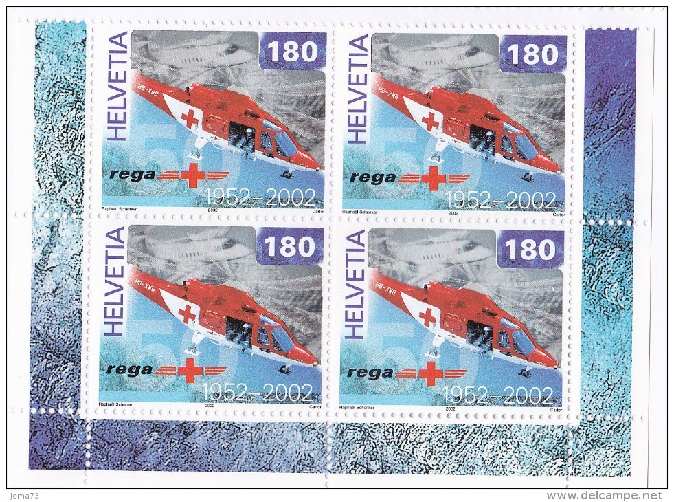 N° 1709 Cinquantenaire De Raga: Avions Anciens Et Hélicoptère Moderne De Secours En Montagne: Bloc De 4 Timbres - Unused Stamps