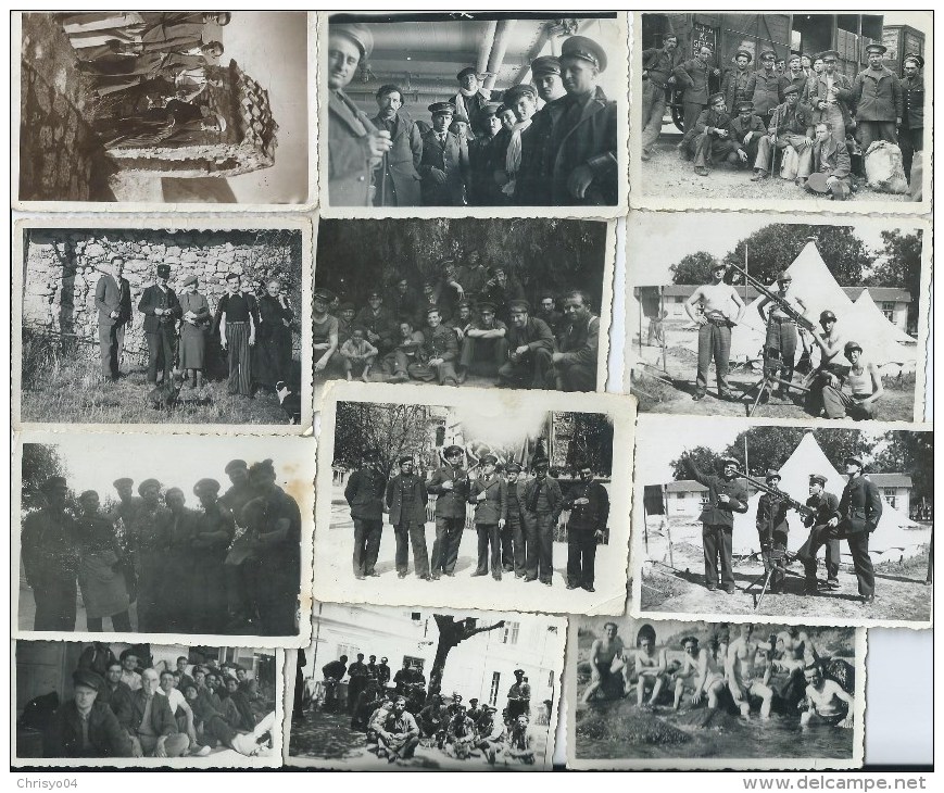 1x   Lot De 28 Photos Militaire Soldat Depart, Traversée Et Arrivée En Algerie En 1940 Mitrailleuse (voir Detail) - Photographie