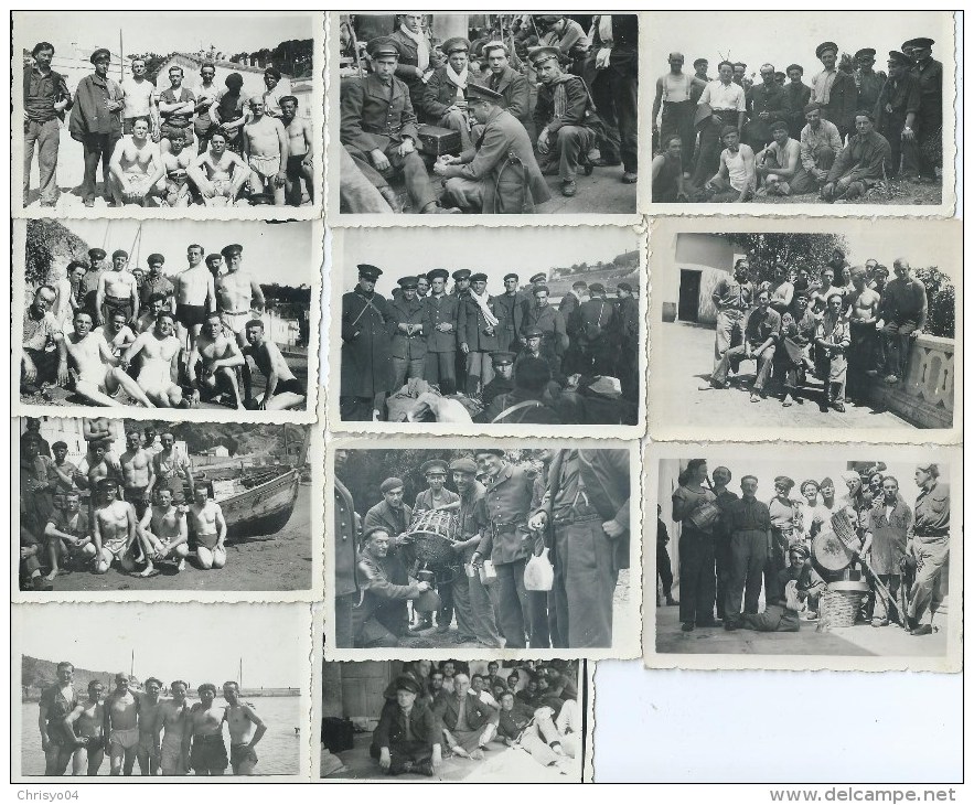 1x   Lot De 28 Photos Militaire Soldat Depart, Traversée Et Arrivée En Algerie En 1940 Mitrailleuse (voir Detail) - Fotografie