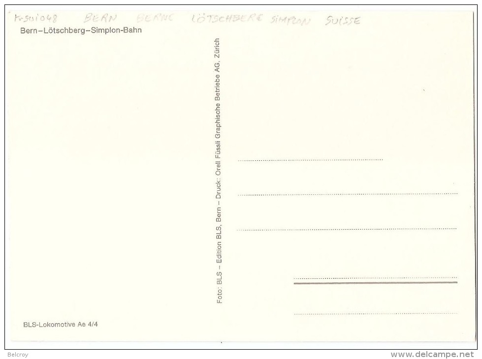 TRAIN Suisse - EISENBAHN Schweiz - BERNE - Bern Lötschberg Simplon Bahn - BLS Lokomotive Ae 4/4 257 - Trains