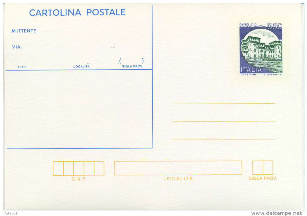 ITALIA - INTERO POSTALE 1988 - CASTELLO SAN GIORGIO DI MANTOVA - NUOVA - Interi Postali