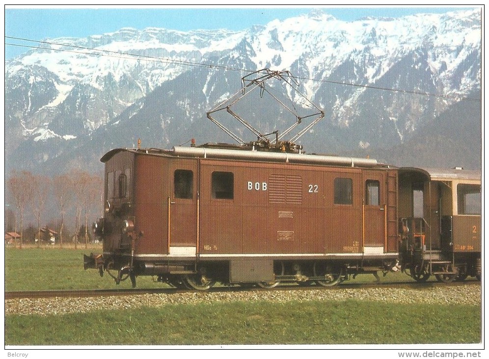 TRAIN Suisse - EISENBAHN Schweiz - BERN - BERNE - Chemins De Fer De L'Oberland Bernois - Locomotive HGe 3/3 22 - Trains