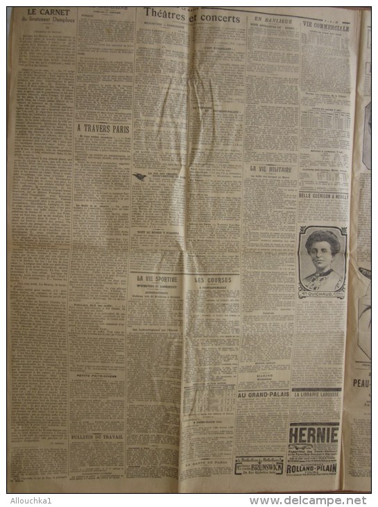 Journal quotidien original "Le Matin "Samedi 7 septembre 1912 anniversaire des 100 ans-faire défiler Photos +certificat