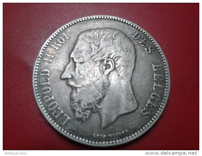 RARE  5 F BELGE  1867          "AVEC POINT APRES LE F" - 5 Francs