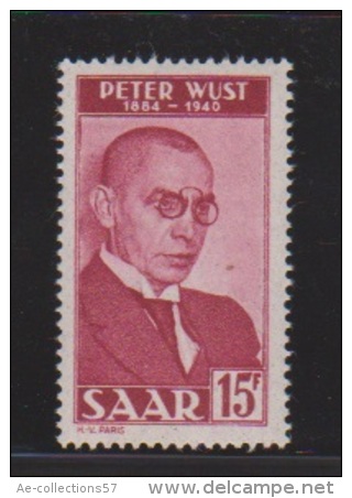 SARRE //  Peter Wust  //  15 Frs Carmin //  N 268 //  Neuf ** // Côte 12€ - Other & Unclassified