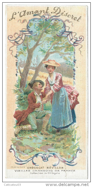 Chromo Chocolat Révillon - Les Vieilles Chansons De France - L'Amant Discret  - Illustration Maurice Leloir - Revillon