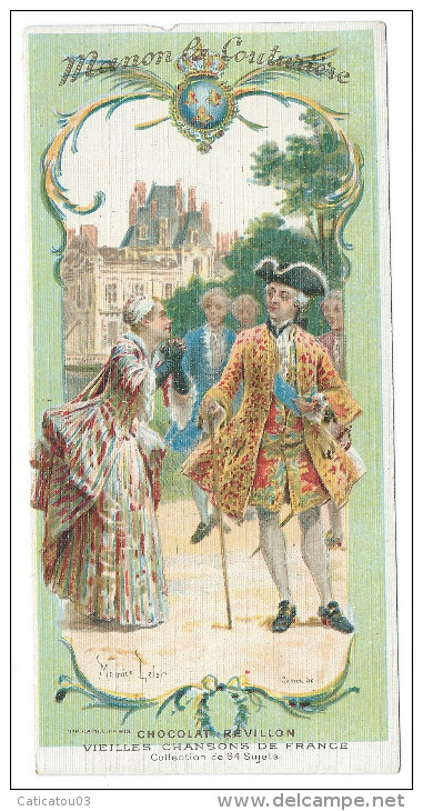 Chromo Chocolat Révillon - Les Vieilles Chansons De France  - Manon La Couturière - Illustration Maurice Leloir - Revillon