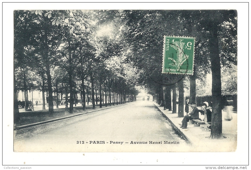 Cp, 75, Paris, Passy, Avenue Henri Martin, Voyagée 1913 - Autres & Non Classés