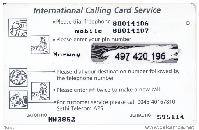 Norway,  Prepaid Card D, Message, 2 Scans. - Norvegia