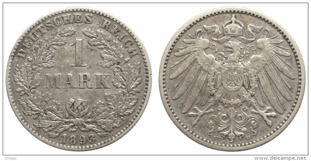1 Mark 1893 F (German Empire) Silver - 1 Mark