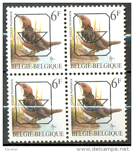 Belgique België Belgium Bird Oiseau André Buzin PRE829 P6a Cincle Plongeur 1992 Bloc De 4 MNH XX - Typo Precancels 1986-96 (Birds)