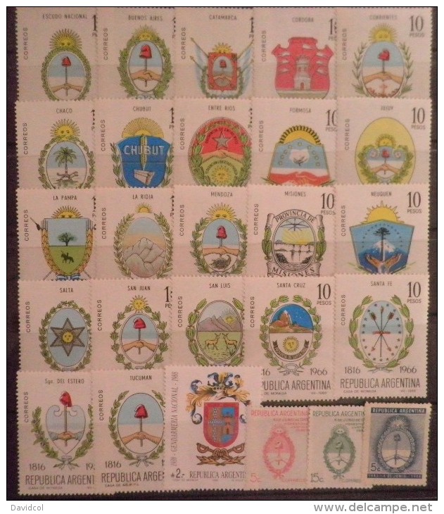 Q301.-.ARGENTINA .-. 1943-1988   .-.HERALDIC ARMS COATS / HERALDICA ESCUDOS DE ARMAS .-. CV &euro; 31.00 - Neufs