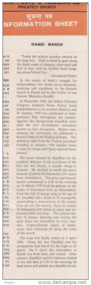 ( Pondicherry ) Stamped Information On Dandi March,Salt Satyagraha Of Gandhi, Se-tenent,  India 1980 - Covers & Documents