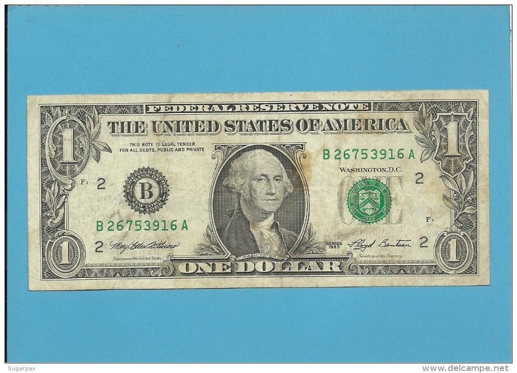 U. S. A. - 1 DOLLAR - 1993 - Pick 490a - NEW YORK - Federal Reserve Notes (1928-...)