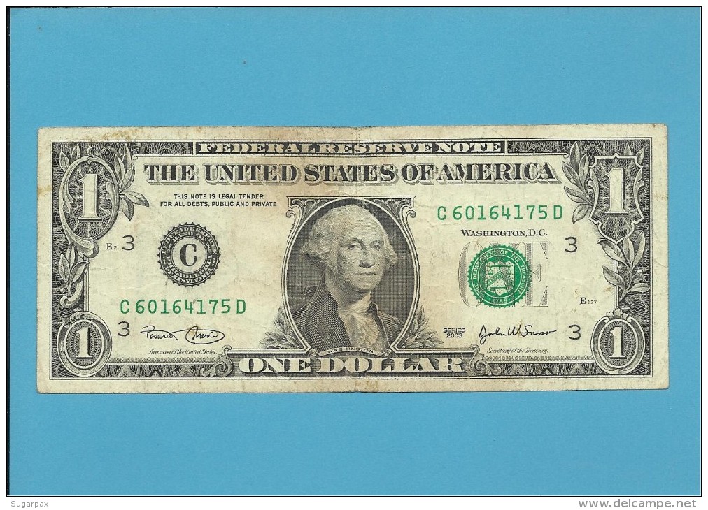 U. S. A. - 1 DOLLAR - 2003 - Pick 515a - PHILADELPHIA - PENNSYLVANIA - Federal Reserve Notes (1928-...)