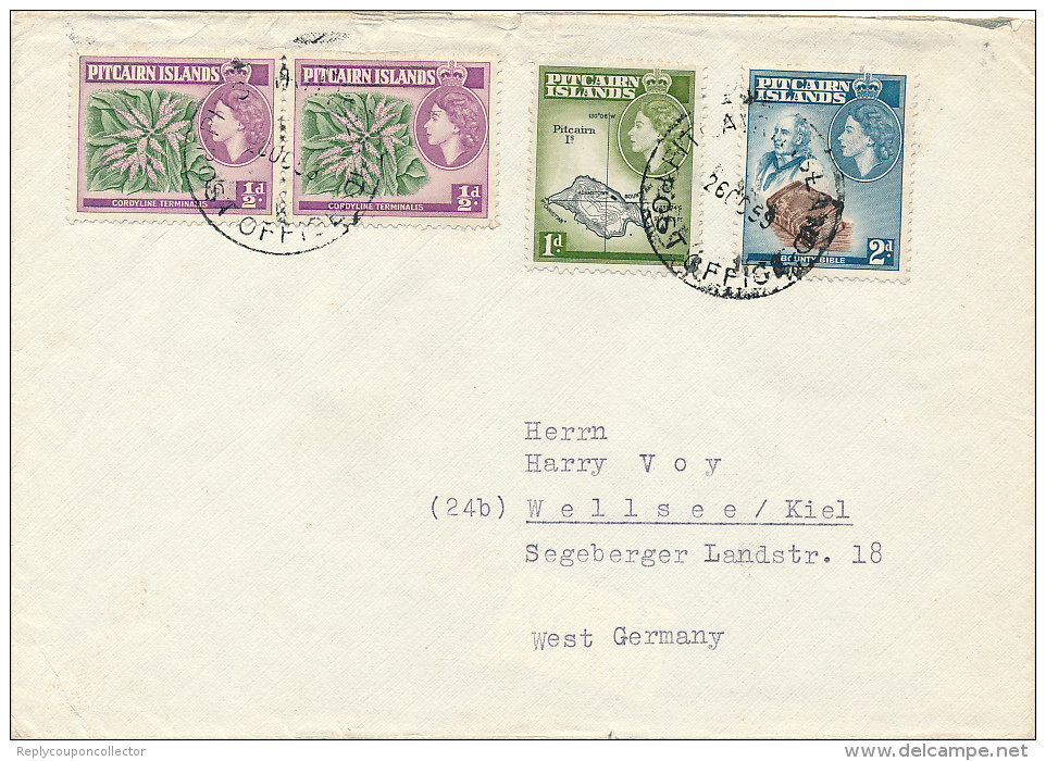 PITCAIRN ISLANDS - 1959 , Brief Nach Wellsee / Kiel - Pitcairn Islands