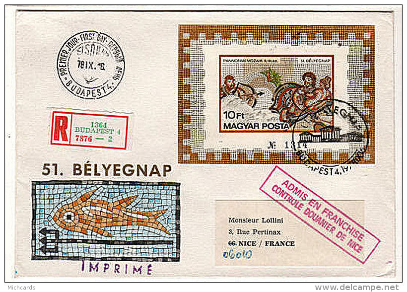 Enveloppe HONGRIE 1978 - Mosaique - Bloc Non Dentele (Yvert  138) - Cartas & Documentos