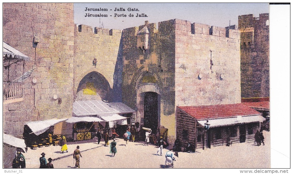 Jerusalem Couleur Porte De Jaffa Tres Animée 1925 Palestine - Israel