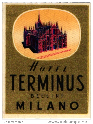 ITALY 3 Labels & 1  Visit Card Carte Visite Manufacture Turtle Naples Hotel Milano Stresa  Greif Bolzano  Terminus Mi - Advertising