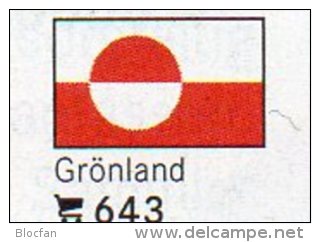 6 Flaggen-Sticker Grönland In Farbe Pack 7€ Zur Kennzeichnung Von Alben/Sammlung Firma LINDNER #643 Flag Isle Of Danmark - Albums, Mappen & Vellen