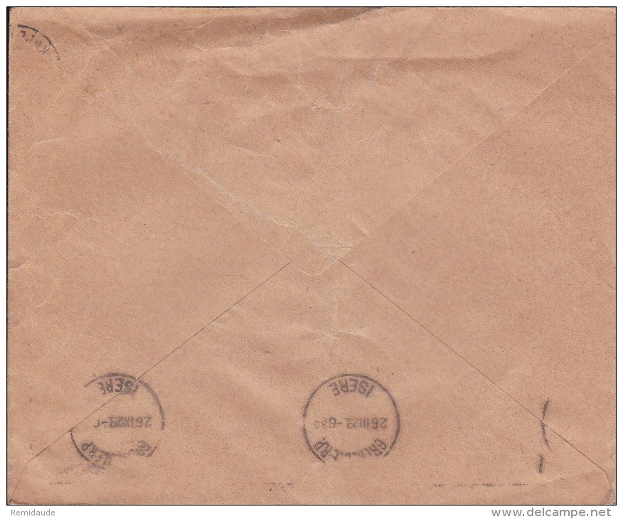 DANMARK - 1929 - ENVELOPPE Avec TIMBRE PERFORE K.H De COPENHAGUE Pour GRENOBLE - Storia Postale