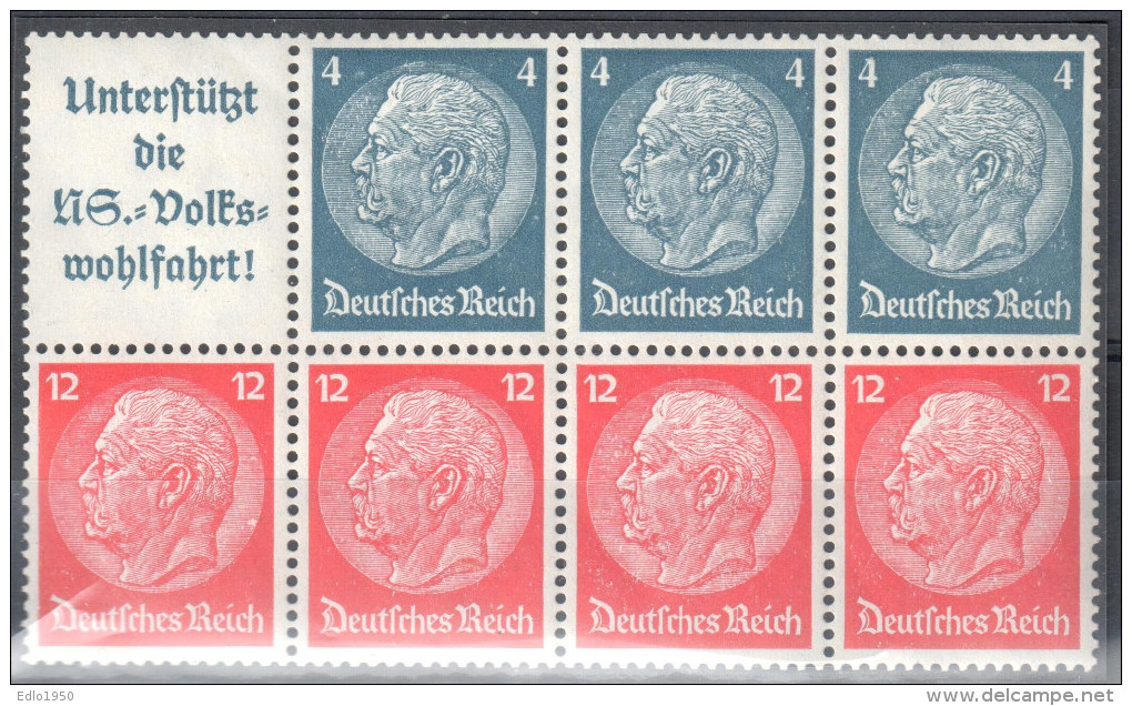 Deutsches Reich Zusammendruck Mi  H - Blatt 89 **  - Siehe Scan - Postzegelboekjes