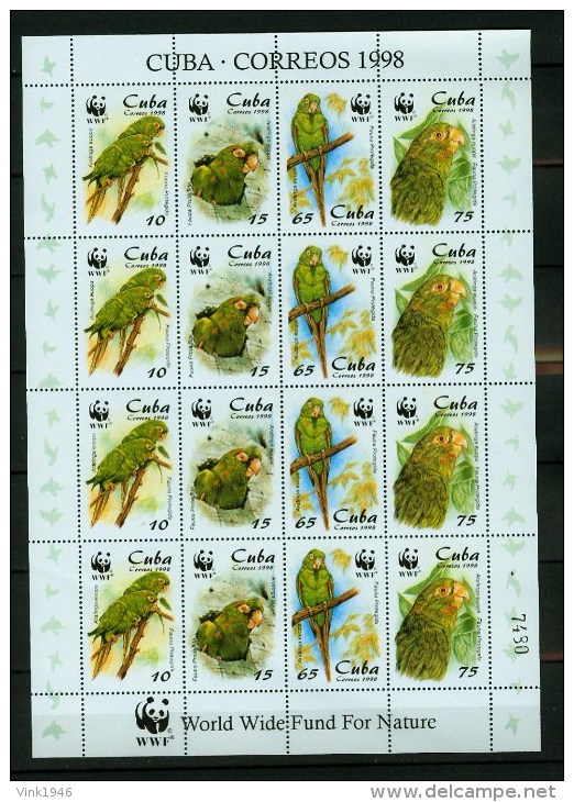 Cuba 1998,16V In Sheetlet,WWF,birds,vogels,vög El,oiseaux,uccelli,pajaro S,aves,parrots, MNH/Postfris(L1387) - Andere & Zonder Classificatie