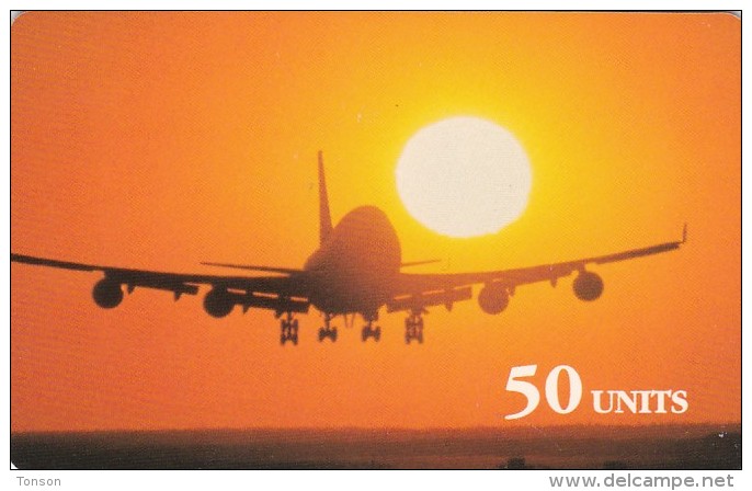 Norway,  Prepaid Card F4, Global One, Airplane, 50 Units, 2 Scans.  Also Many Other Countries.  Exp. : 2/98 - Norvège