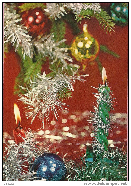 Happy New Year - Christmas Balls And Green Candle, 1974., Yugoslavia ( S 1/7) - Anno Nuovo
