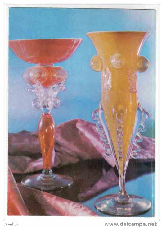 Decorative Wine-glasses By B. Chetkov - Glass Items - 1973 - Russia USSR - Unused - Autres & Non Classés