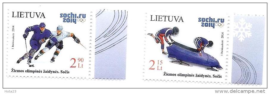 Lithuania - Sochi 2014 OLIMPIC  GAMES In Russia Bob - Bobslei +  Hockey STAMP MNH - Invierno 2014: Sotchi