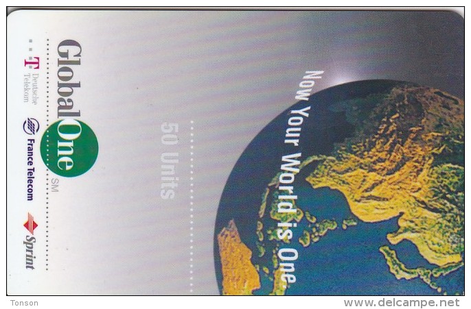 Norway,  Prepaid Card G4, Global One, Globe, 50 Units, 2 Scans.  Also Other Countries.  Exp. : 08/98 - Norvegia